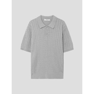 (425751LY62) [에잇세컨즈] 케이블 텍스처 칼라 니트  라이트 그레이