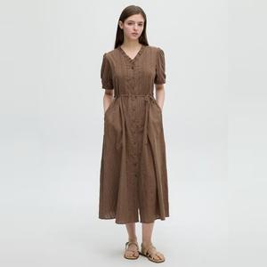 [올리브데올리브]프릴넥 코튼 자가드 원피스 (OH5MO585)