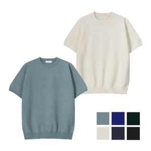 남자 데일리 라운드넥 솔리드 반팔 니트티 SG-KNH-Q060-검정