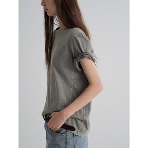 (355742LYG3) [에잇세컨즈] 가먼트다잉 반소매 티셔츠  그레이