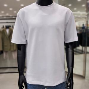 [바쏘옴므]화이트 라운드넥  베이직 스판 반팔 티셔츠 WSY2GK13A