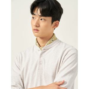 [빈폴멘] 피케 헨리넥 긴소매 티셔츠 - 아이보리 (BC5841C040)