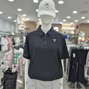 [챌린저]여성 시어서커 반팔 카라 우븐탑 블랙_CHE2WWT5615BK_IC