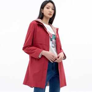 [지센][지센] 체크 배색 후드 코트 LCCAN221_RE