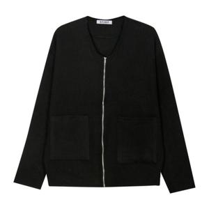 [모로엠]남성 캐주얼 브이넥 니트 집업 5C-CA-Q024-블랙