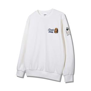 [지프]JP1TSU841 남녀공용 기모 곰 아플리케 맨투맨 2024년 화이