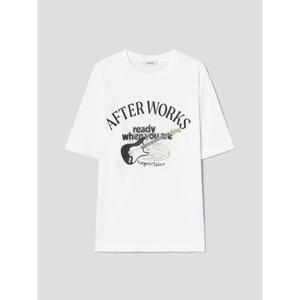 (455842LY41) [에잇세컨즈] 뮤직 오브제 그래픽 반소매 티셔츠  화이트