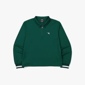 디아도라긴팔티 AQS D5122TTL34GND 테니스 하프집업 긴팔 티셔츠 우먼 GREEN