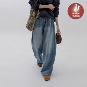 [베러포유] 맥시 브러쉬 절개 와이드데님(숏/롱)-4계절/기모 선택가능