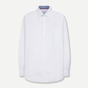 넥라인 체크 배색 논아이론 일반핏 셔츠 화이트 YJEFUR500WH