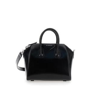 GIVENCHY Antigona Small Black Handbag with Laminated Logo in Hammered Leather Woman BB5148B1R0001