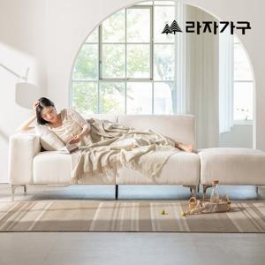 라자가구 멜로우 아쿠아텍스 패브릭 한쪽팔걸이형 카우치 3인 소파 +스툴