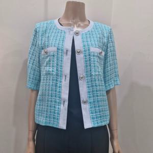 [더아이잗]더아이잗 백 밴딩 라인배색 트위드 재킷 IN6A0JK40