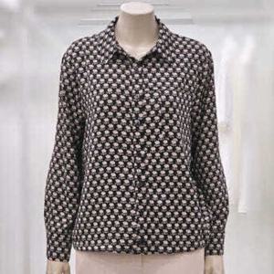 [프렐린]RBB253020 밑단스트링 카라넥 프린트 블라우스