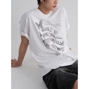 (265942AY11) [에잇세컨즈] 나비 그래픽 티셔츠  화이트