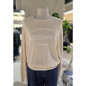 [ZOOC] 레터링 자카드 라운드넥 니트 탑 (Z253KSK016)