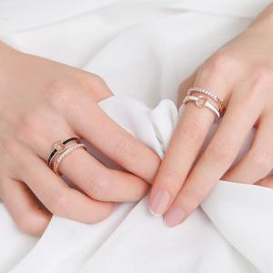 14KGP 레지나 로즈골드 레이어드 큐빅 볼드 패션 반지 14Kgp반지 도금반지 로즈골드반지 레이어드반지 데일리반지 큐빅반지 포인트반지