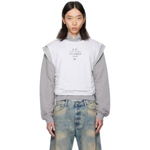 25 FW 아크네 남성 그레이 레이어드 후드 스웨트셔츠 252129M202020