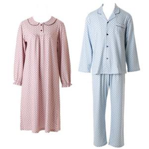 [비너스] 부드럽고 따뜻한 코트나 기하나염 커플 원피스 파자마 세트 VGN4559+VPA4559M