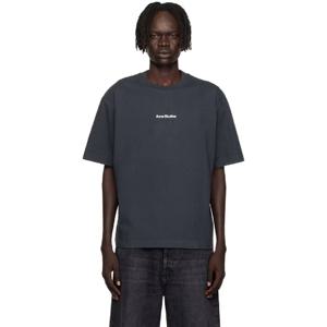 아크네 티셔츠 블랙 스탬프 로고 루즈 핏 티셔츠 252129M213001