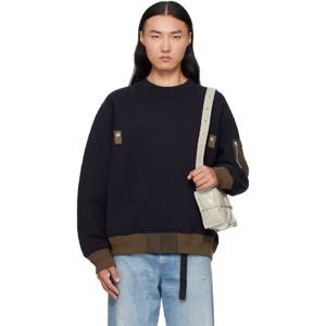 사카이 스웨트셔츠 네이비   카키 스펀지 스웨트 스웨터 252445M204009