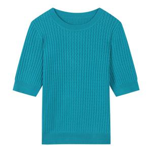 [베스띠벨리]펀칭 반팔 라운드 니트 BJUCH2905