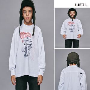 [블루테일]AZH1TS02WT 화이트 가로 절개 긴팔 티셔츠