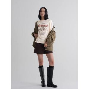 (165942DY30) [에잇세컨즈] 웨스턴 그래픽 오버핏 반소매 티셔츠 아이보리