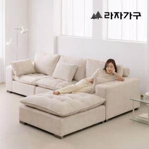 라자가구 엘루아 구스 조야 패브릭 기능성 쿠션 푹신한 소파 4인용 +스툴