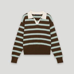 [코데즈컴바인] 스트라이프 카라넥 니트 풀오버 (CKC-PU301W9)