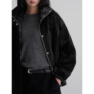 (32593ZLY35) [에잇세컨즈] 벨베틴 레더 블루종  블랙