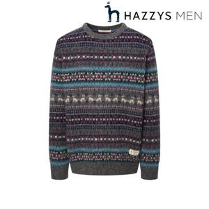 헤지스 남성 (HZSW5D486)  25FW  셔틀랜드 울  쉐기독 페어아일 니트