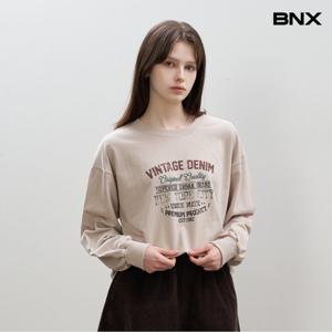 [BNX]빈티지 레터링 라운드넥 긴팔 티셔츠 (BX3TS021L0)