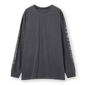 남자 오버핏 피그먼트 프린팅 긴팔 티셔츠 AC-TSA-Q019-아이보리