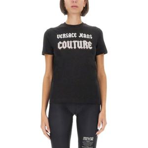 베르사체 로고 프린트 레귤러 코튼 티셔츠 77HAHC02 CJ01C899