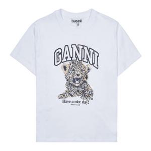 [가니]가니 레오파드 프린트 티셔츠 화이트 T4124-943