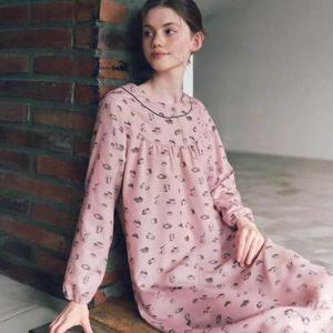 [비너스] 25FW 면 기모 고양이 나염 원피스 (VGN4552)