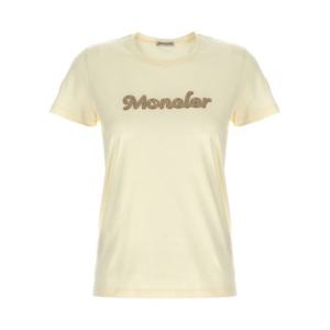 25 FW 몽클레어 체스트 로고 디테일 크루넥 티셔츠 베이지 K10938C0000989AUO