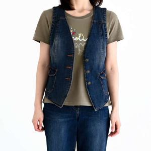 [비꼴리끄(여성)]자바라 V넥 데님 조끼 B252DV1010