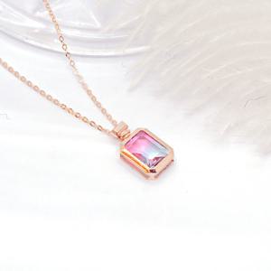 오팔하우스 14k 스퀘어 멀티 칼라 큐빅 목걸이 OPPKN878