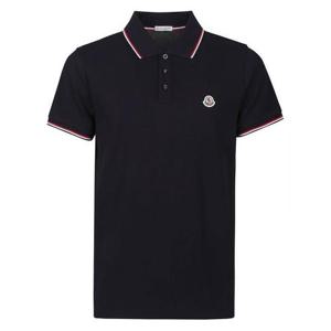 25 FW 몽클레어 로고 패치 와펜 숏슬리브 코튼 폴로 네이비 K10918A7030084556