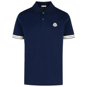 25 FW 몽클레어 로고 패치 와펜 디테일 숏슬리브 코튼 폴로 블루 K10918A0002089A16