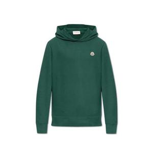 25 FW 몽클레어 로고 패치 와펜 롱슬리브 후드 티셔츠 그린 K10918G0003589AUJ