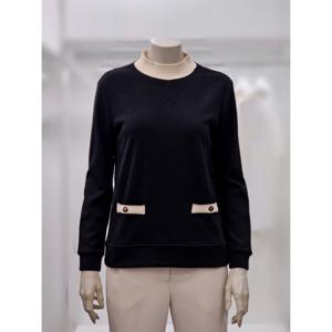 [프렐린]RTP254S10 컬러 배색 블랙 골지 반목 티셔츠