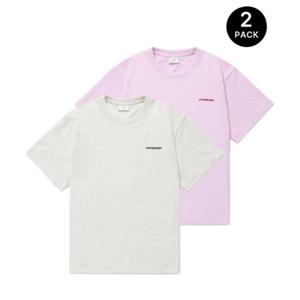 커버낫반팔티 CQK CO2402STE3-OT [2PACK] 우먼 쿨 코튼 에센셜 티셔츠 Oatmeal+Soft Pink