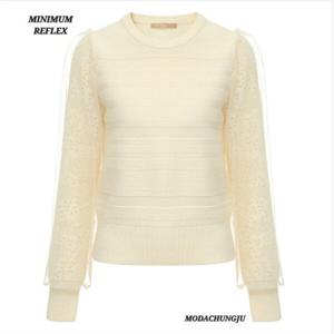 [미니멈]MD 레이스 소매  매쉬 레이어드 포인트 풀오버  MD MXDA