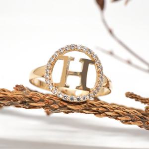 오팔하우스 14k 영문 이니셜 큐빅 반지 OPDJR5187