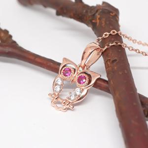 오팔하우스 14k 루비큐 부엉이 목걸이 OPPKN830