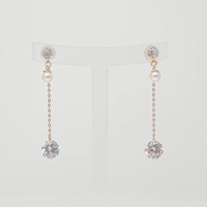 오팔하우스 14k 진주참 큐빅 드롭 귀걸이 OPPE1630