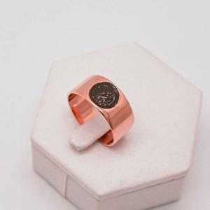 오팔하우스 14k 럭셔리 투 톤 블랙 코인 반지 OPGR664